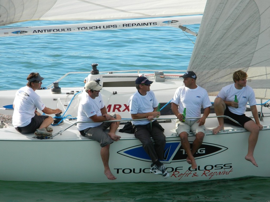 Touch of Gloss / International Paints led the charge to the Prize Giving / Bar! - 2012 NZ Marine Industry Sailing Challenge © Tom Macky